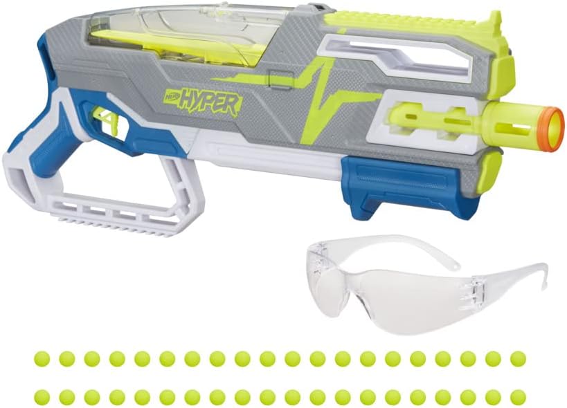 Nerf Hyper Siege-50 Pump-Action Blaster and 40 Nerf Hyper Rounds, 110 FPS Velocity, Easy Reload, 50-Round Capacity, Multi-coloured, One Size
