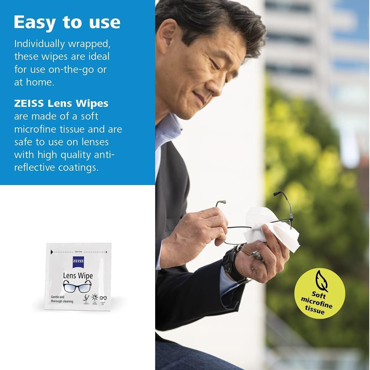 ZEISS Lens Wipes Pack of 250 Individuly Wrapped Wipes