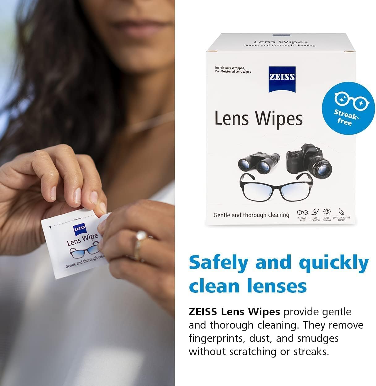 ZEISS Lens Wipes Pack of 250 Individuly Wrapped Wipes