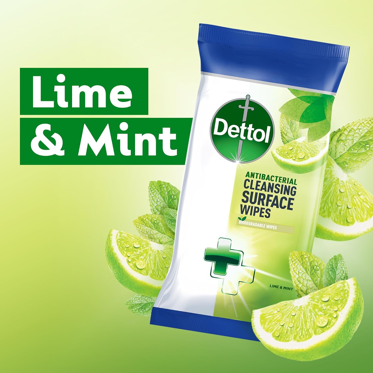 Dettol Antibacterial Biodegradable Disinfectant Wipes, Lime Mint Scent, 6 X 126 Multipack (Total 756), Effective Mould Mildew Remover, Ideal For Home Cleaning