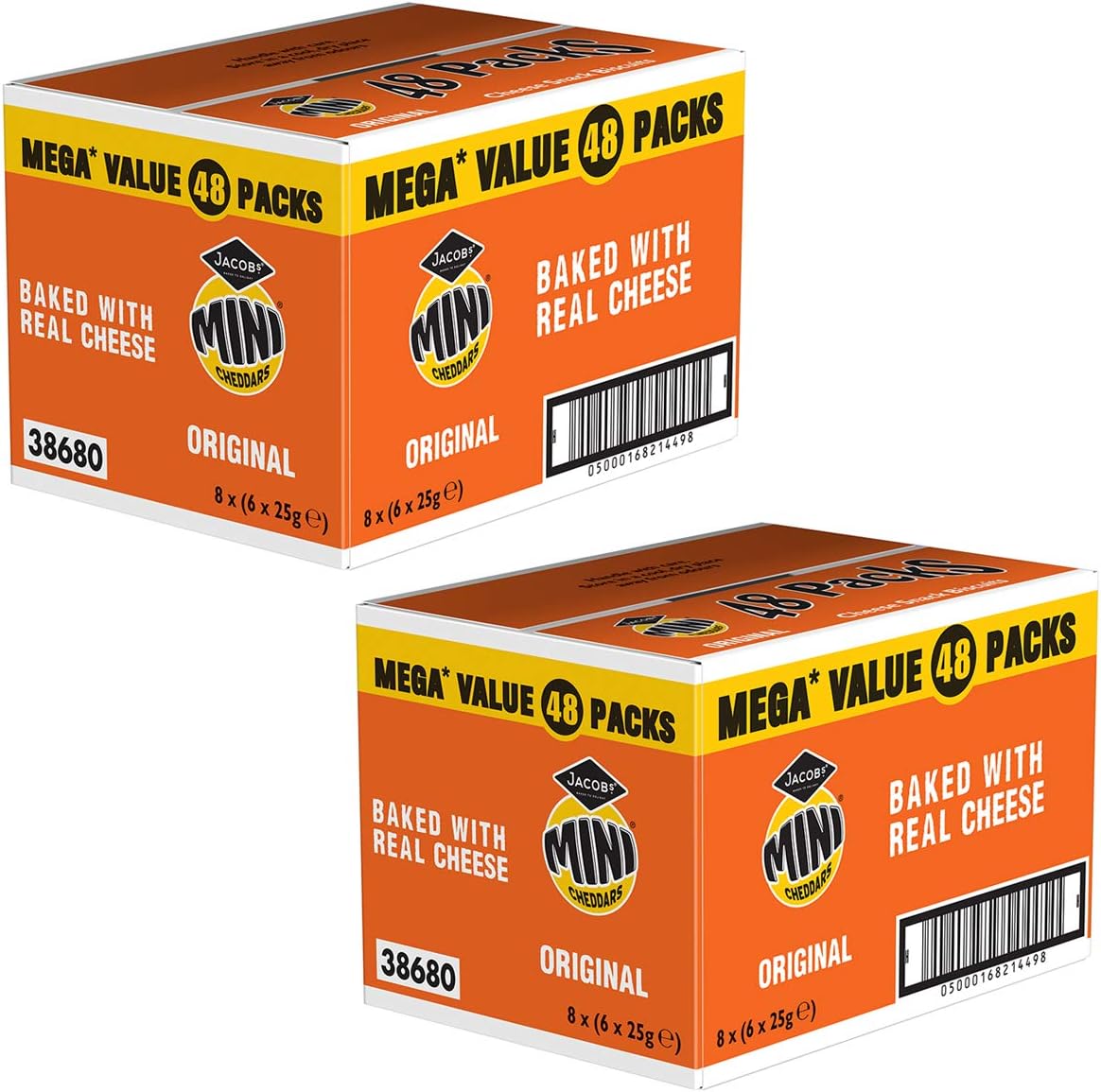 Jacob's Original Mini Cheddars Mega Value Box 48 x 25g (Pack of 2)