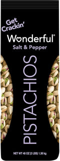 Wonderful Pistachios In Shell, Salt & Pepper Flavored Nuts, 48 Ounce Bag, Protein Snacks, Gluten Free, Healthy Snacks for Adults