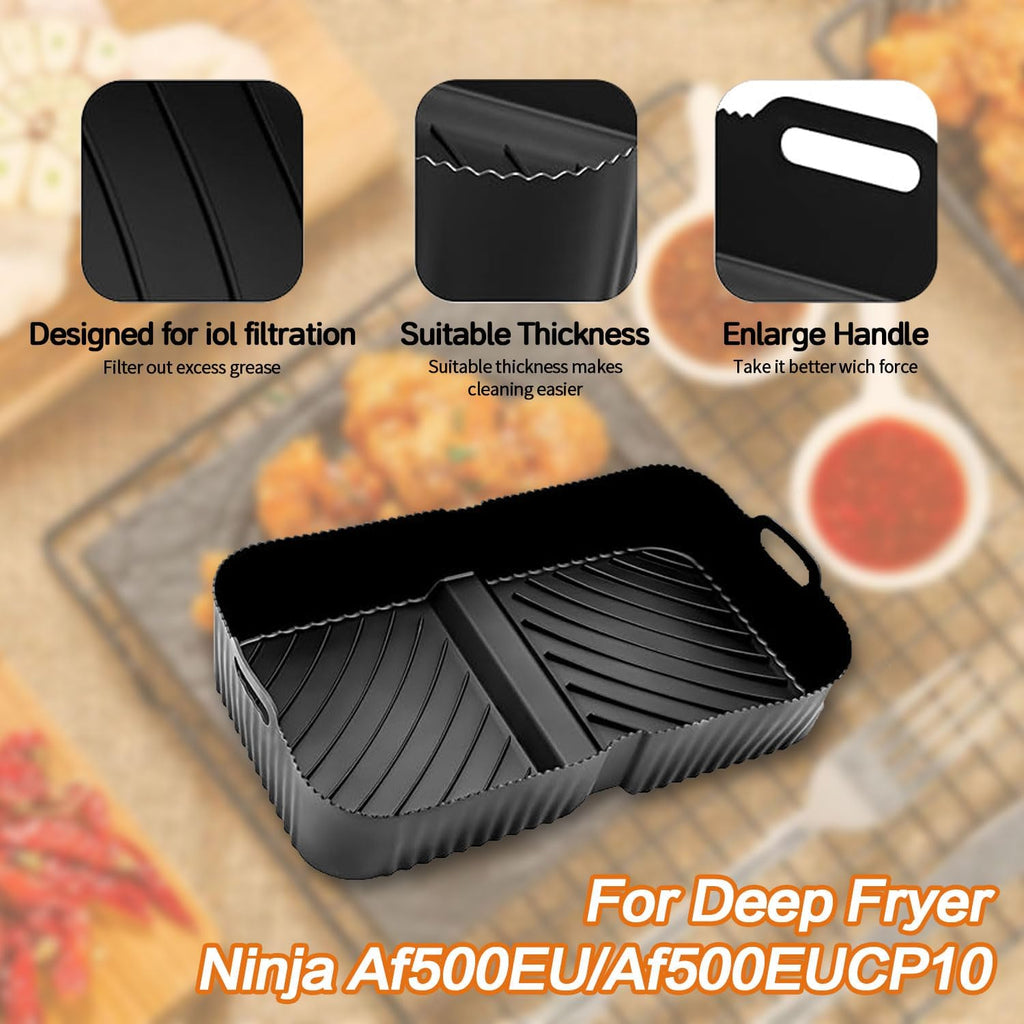 Hot Air Fryer Drawer for Ninja Foodi Flexdrawer Ninja Af500EU Af500EUCP 10.4L, Container for Ninja Dual Zone Hot Air Fryer, Silicone Mould for Hot Air Fryer Accessories