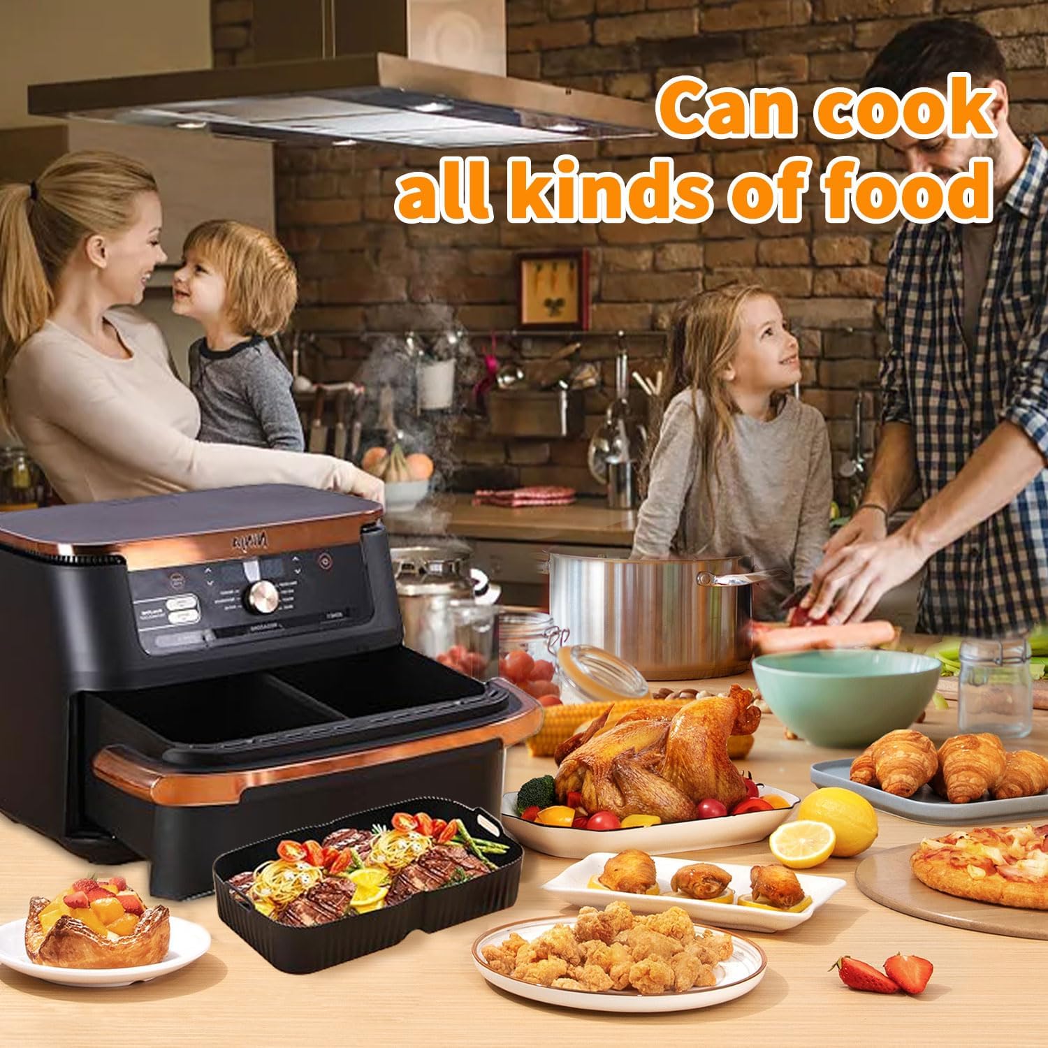 Hot Air Fryer Drawer for Ninja Foodi Flexdrawer Ninja Af500EU Af500EUCP 10.4L, Container for Ninja Dual Zone Hot Air Fryer, Silicone Mould for Hot Air Fryer Accessories