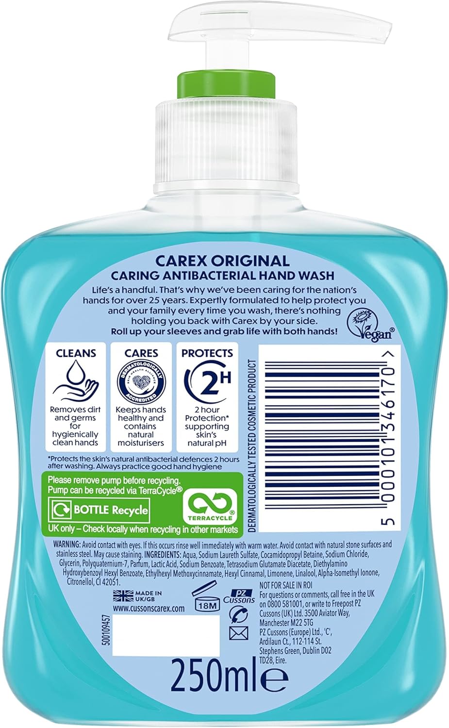 Carex Original Antibacterial Hand Wash, Clean & Protect Hands, Bulk Buy, Pack of 6 x 250 ml (Packaging may vary)