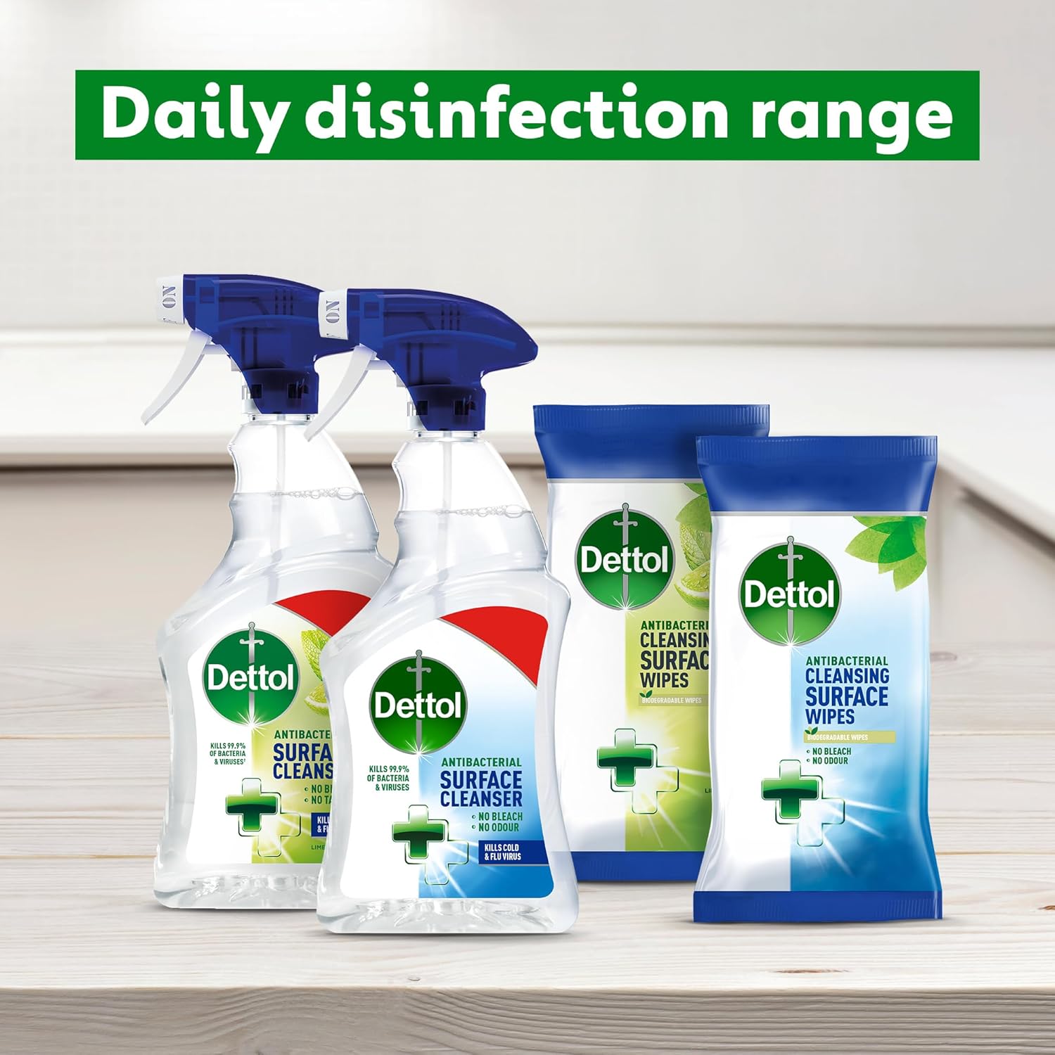 Dettol Antibacterial Biodegradable Disinfectant Wipes, Lime Mint Scent, 6 X 126 Multipack (Total 756), Effective Mould Mildew Remover, Ideal For Home Cleaning
